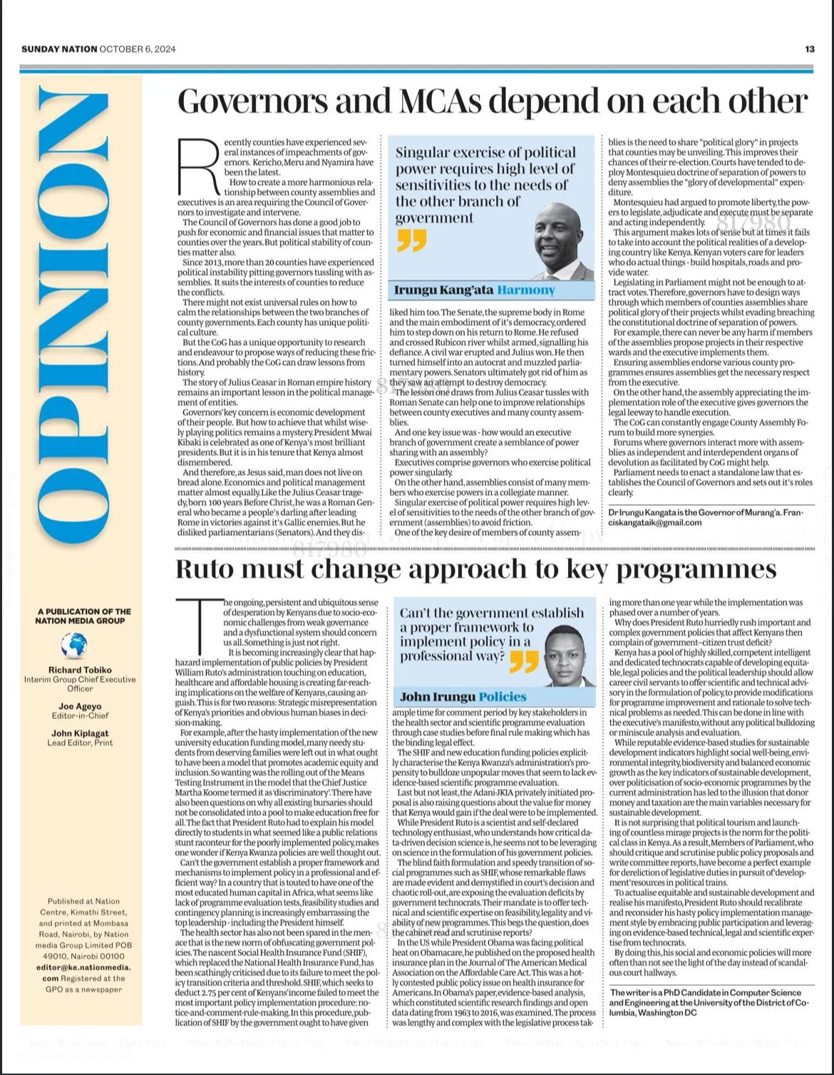 Daily Nation newspaper scan four