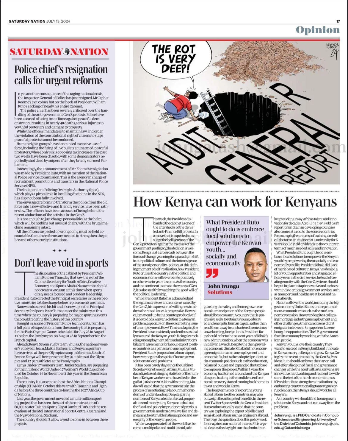 Daily Nation newspaper scan one