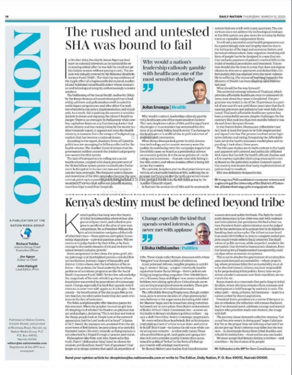 Daily Nation newspaper scan two